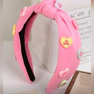 Pink Valentines Day Be Mine Headband with Heart Accents